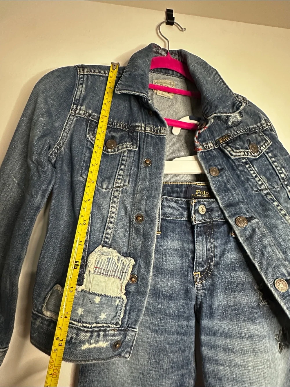 Polo Ralph Lauren Kids Distressed Patchwork Set Jacket Jeans size 6